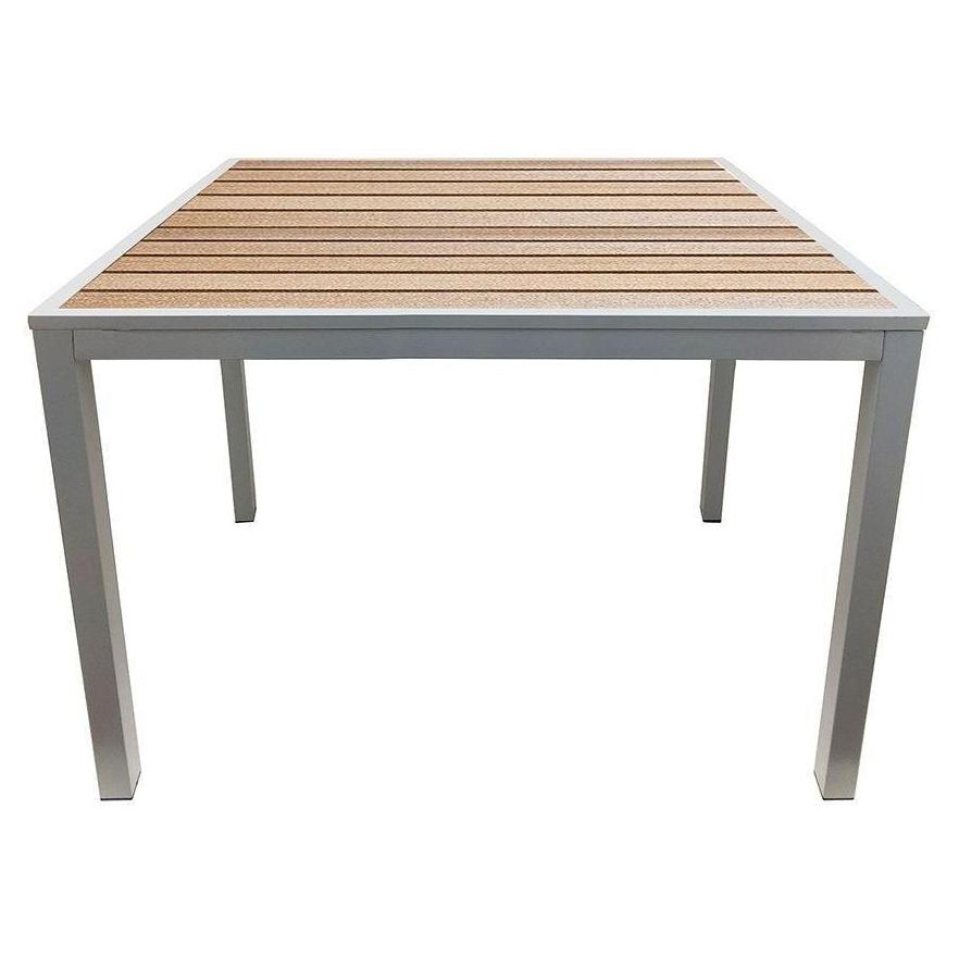 Tables extérieures imitation teck synthétique avec lattes marron