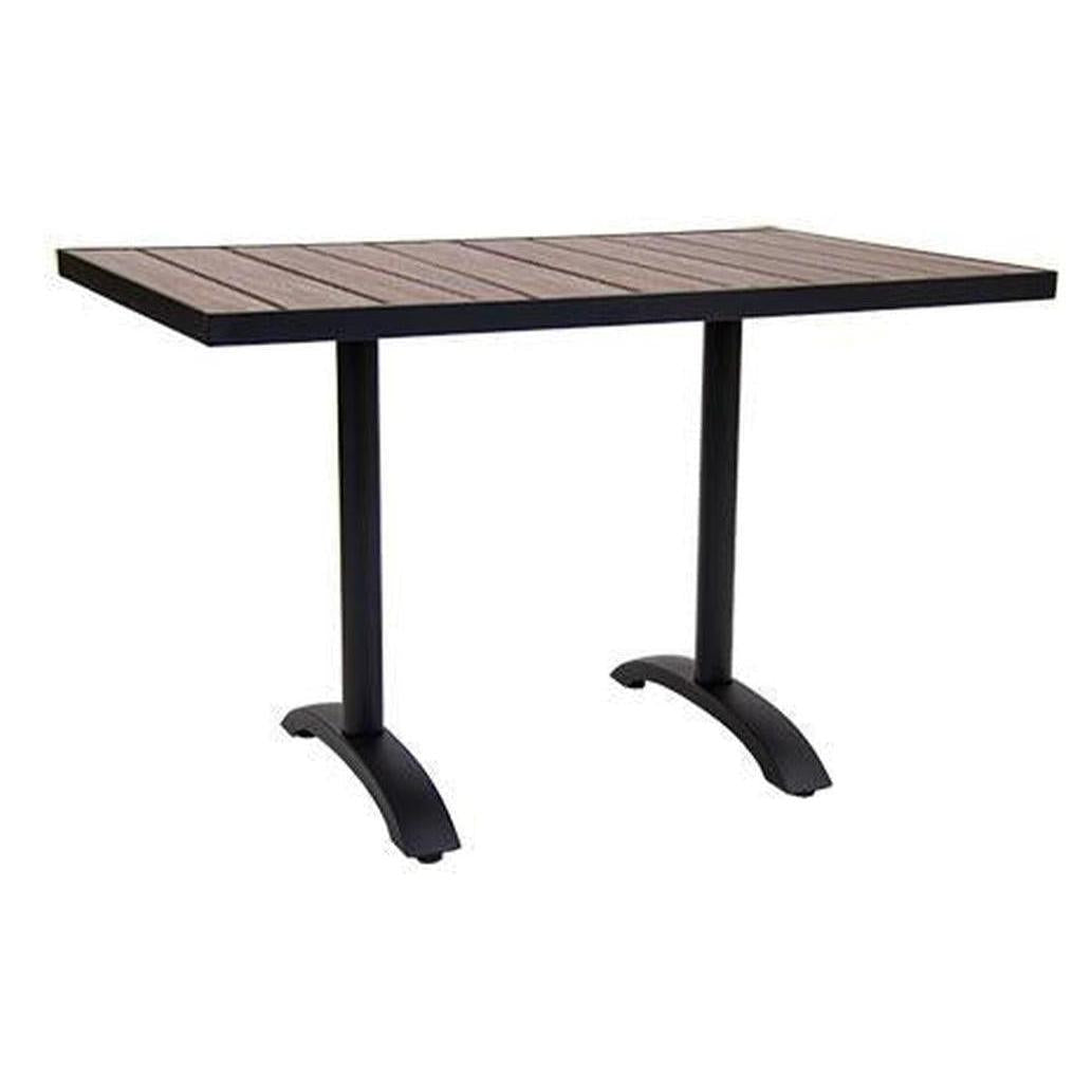 Outdoor Table 76 x 122 cm with Teak Slats Imitation and Aluminum Frame