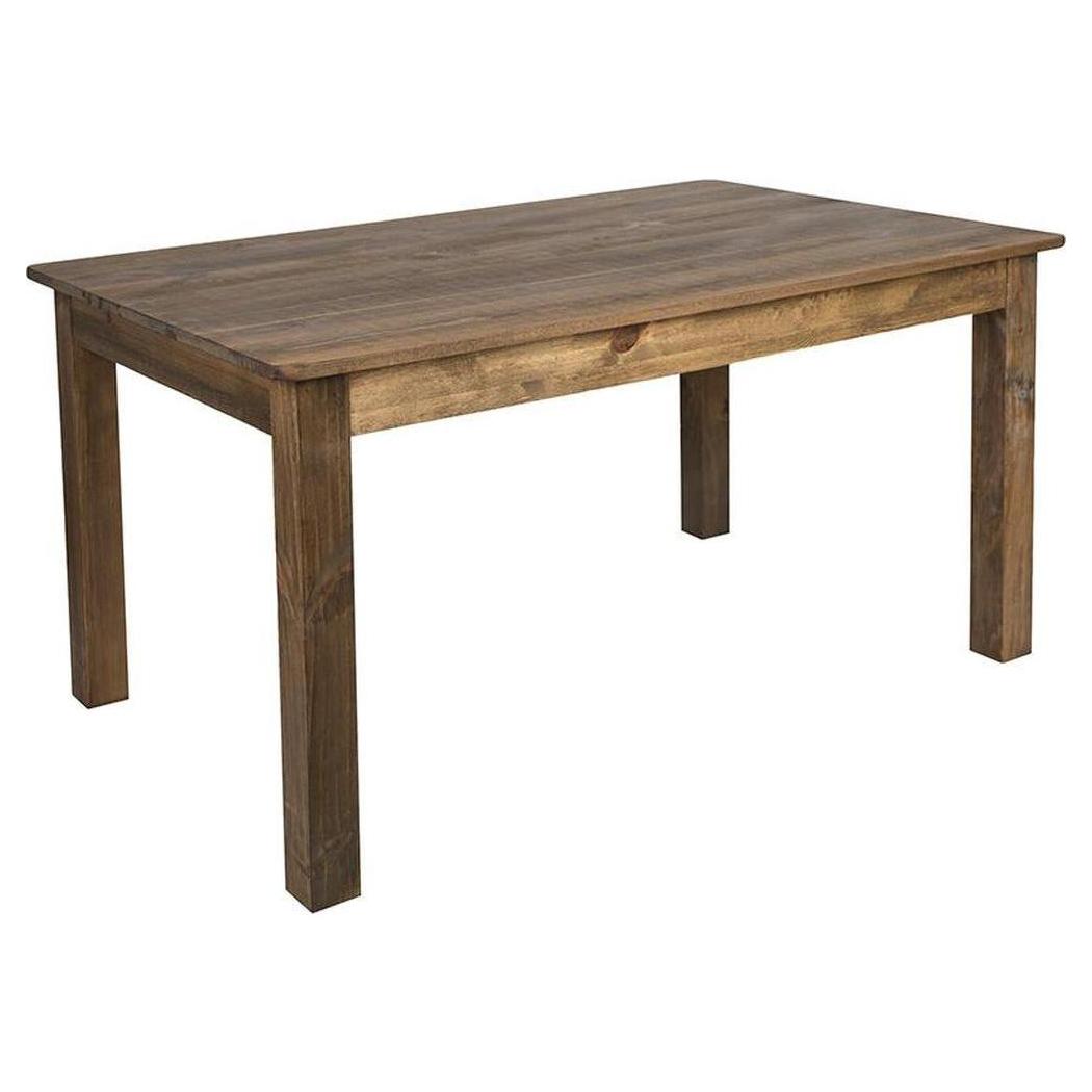 Table à manger fermière rectangulaire 152 x 97 cm en pin massif rustique antique