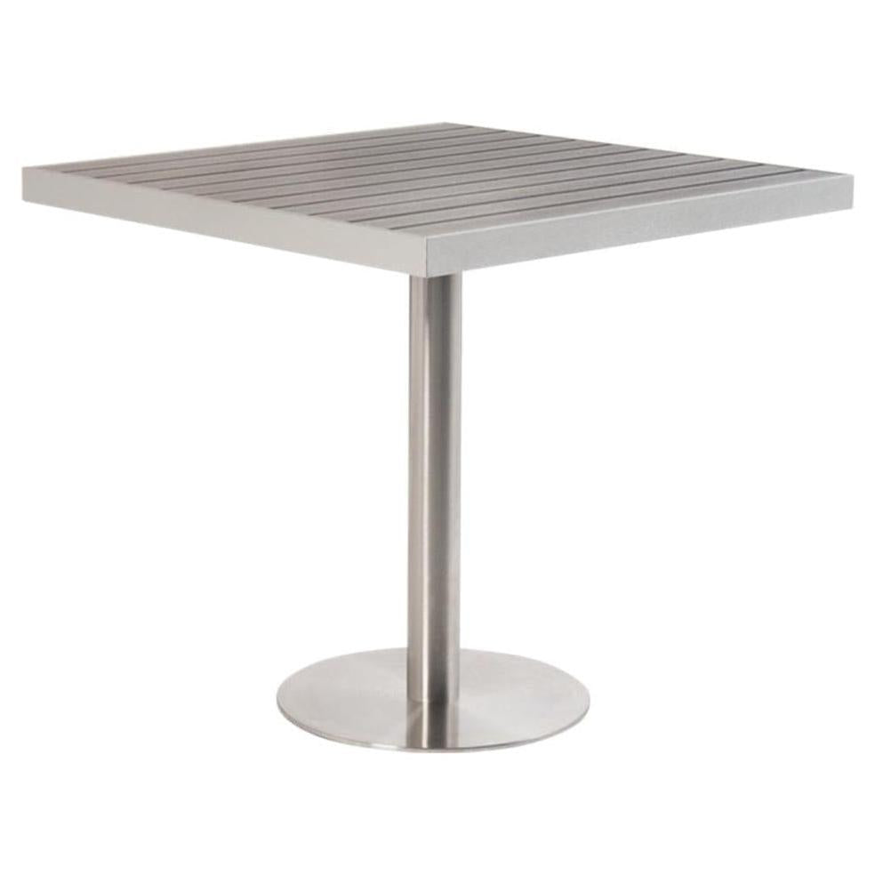 Table carrée patio en aluminium 81 x 81 cm avec lattes imitation teck