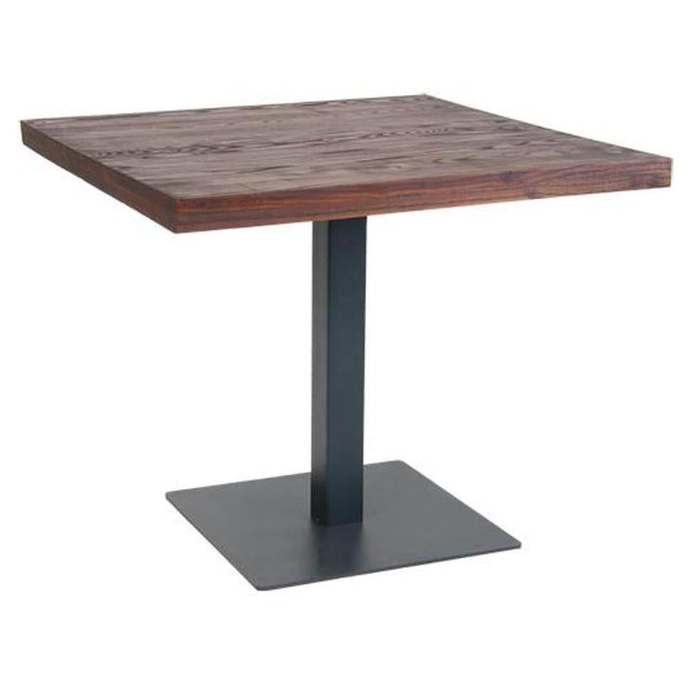 Indoor dining table 89 x 89 cm with elm wood walnut finish top