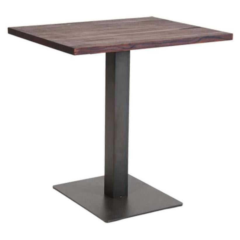 Indoor steel table 61 x 76 cm with walnut finish elm top