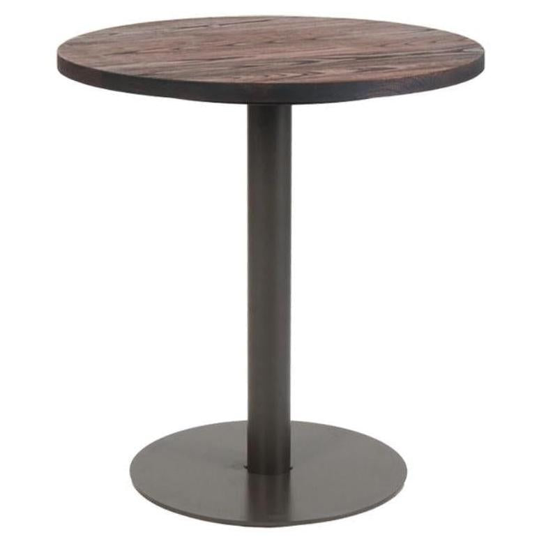 Indoor round table Ø 69.9 cm with elm wood walnut finish top