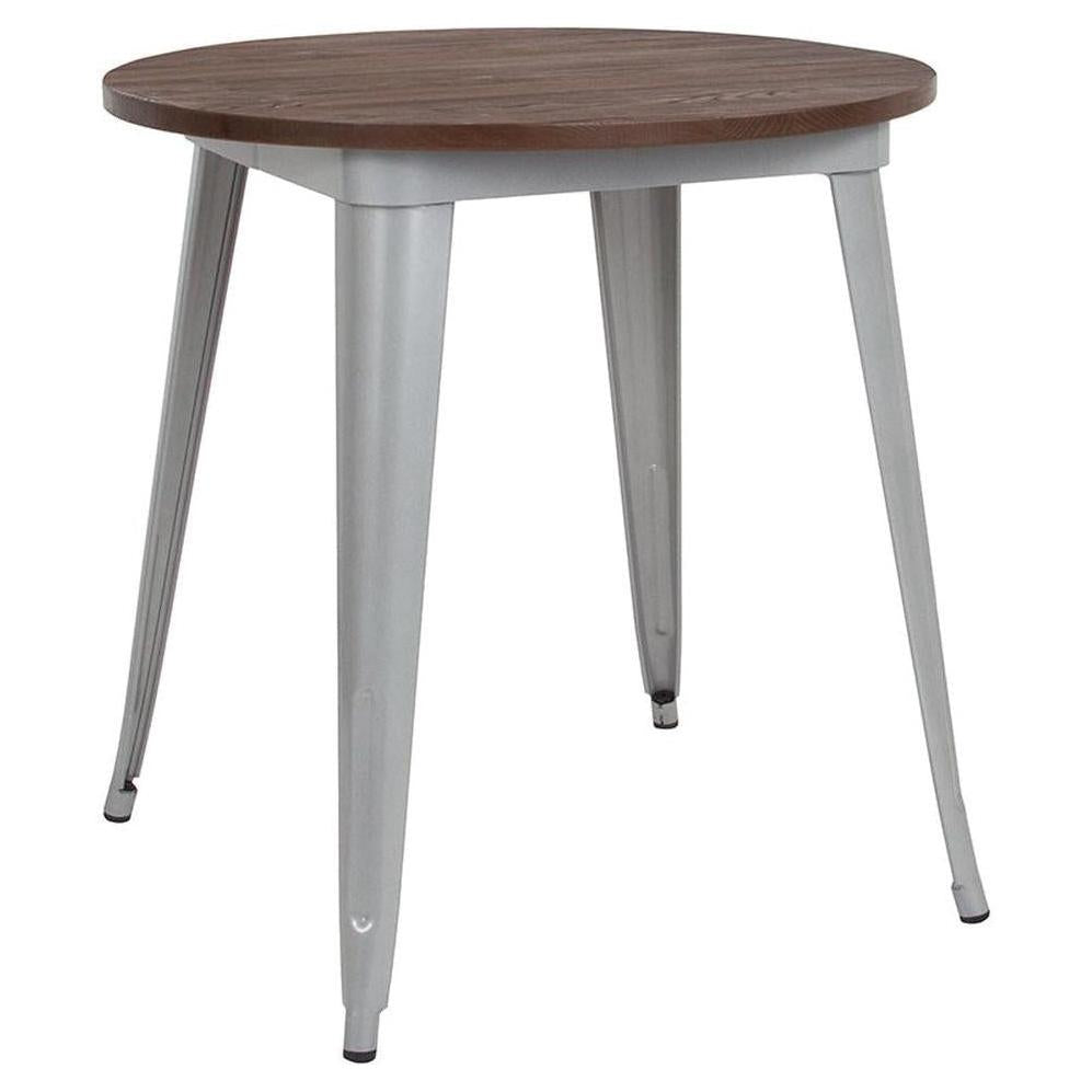 Indoor round table Ø 66 cm STEELX with wooden top