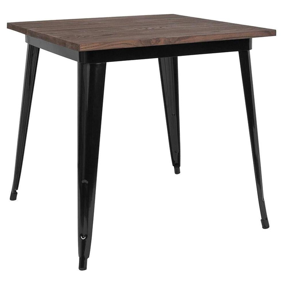 Table carrée 80 x 80 cm STEELX avec plateau bois