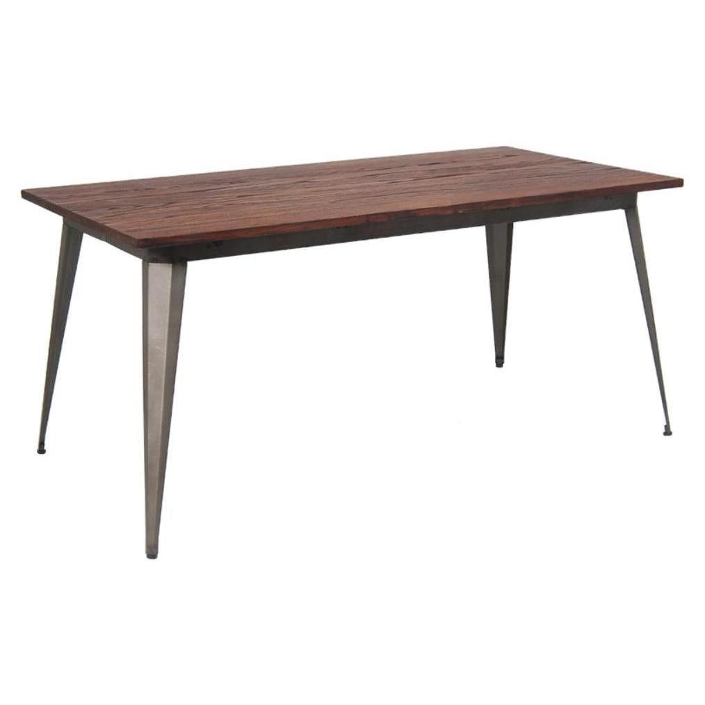 Indoor dining table 79 x 160 cm STEELX with elm wood top
