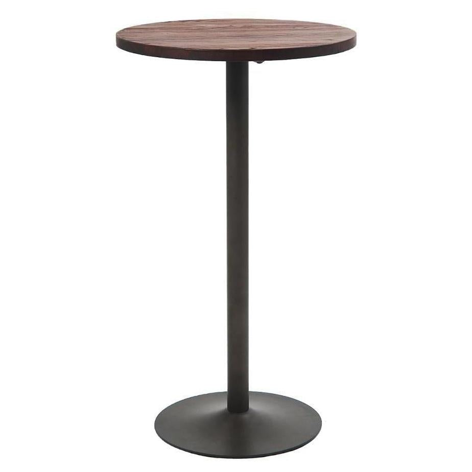 Table ronde hauteur bar Ø 61 cm avec plateau orme et piètement acier gunmetal