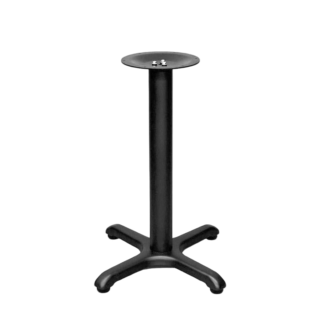 X-shaped table base in stamped steel with bolted tabletop and 3" or 4" column