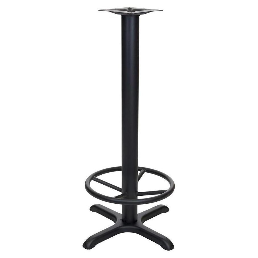 X-shaped bar height table base in stamped steel with footrest