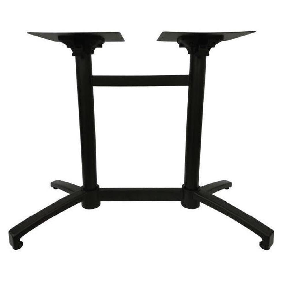 Folding black aluminum outdoor table base with double column