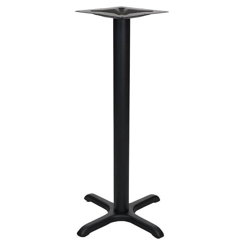 X-shaped table base in stamped steel with welded plate