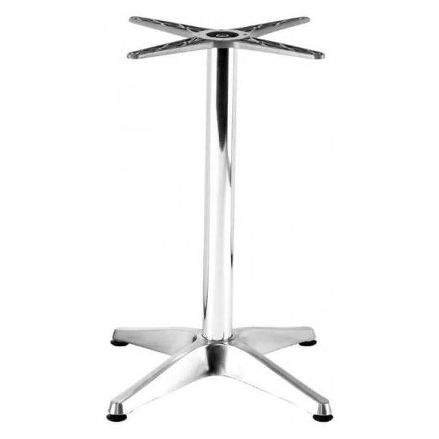 X-shaped polished aluminum base for indoor/outdoor use