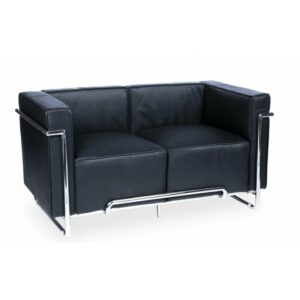 2-seater sofa Horsens in faux leather (black)