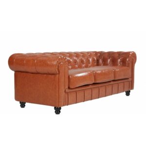 3-seater Field style NEW sofa in faux leather with aged skin effect