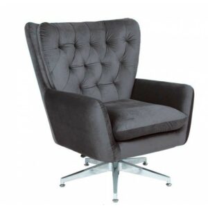 Adjustable swivel armchair Koge in velvet (gray)