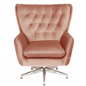 Adjustable swivel armchair Koge in velvet (pink)