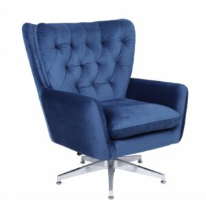 Adjustable swivel armchair Koge in velvet (blue)