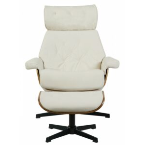 Armchair and footrest Svendborg lounge in faux leather (beige)