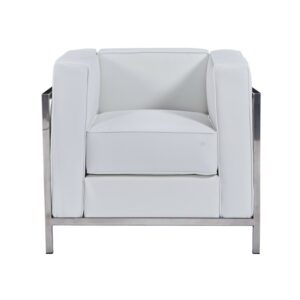 Fauteuil Odense en similicuir blanc (structure acier inoxydable)