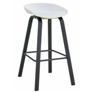 Tabouret de bar Hillerod en polypropylène blanc et métal noir