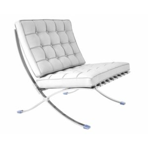 Barcelona Style Chaise (T) Stainless Steel Frame with White Leather Seat
