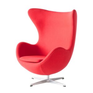 Egg Chair - Reclining Fiberglass Egg Chair, Upholstered in Cashmere (Red)