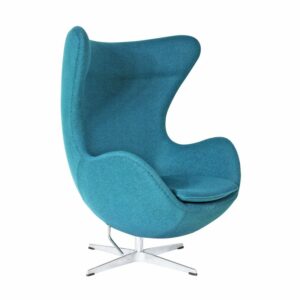 Egg Armchair - Fiberglass shell, reclining, upholstered in cashmere (turquoise)