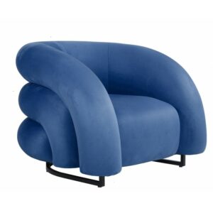 Armchair KARLOVY upholstered in velvet (blue)