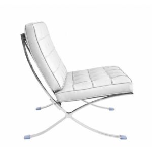 Barcelona Style Chaise (T) with contemporary style, stainless steel frame and faux leather upholstery (white)