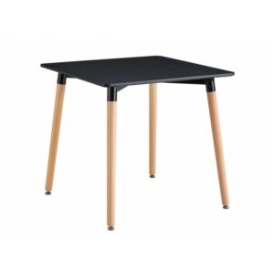 Table Nyhavn 80 x 80 cm, plateau noir laqué sur piétement en bois (noir laqué)