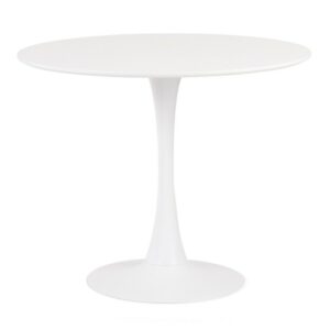 Table Flise (TO) white lacquered top, metal base (diameter 90 cm)