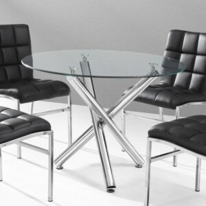 Table Grenen NEW round glass, chrome structure, Ø 90 cm (transparent glass)