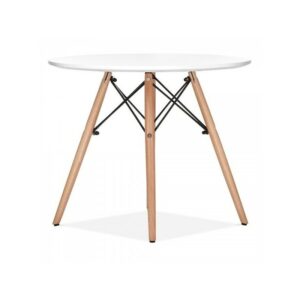 Table Sterjne piétement en bois, plateau blanc Ø 100 cm