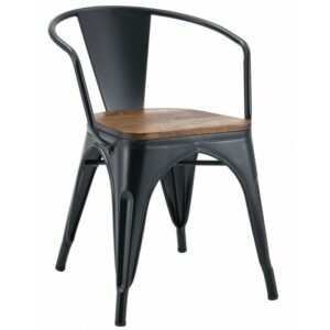 Armchair Bleex EK WOOD in metal with wooden seat (black)