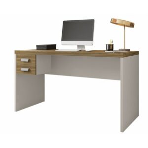 Desk Nikoline 136 with bilaminated top and 2 drawers, dimensions 136 × 60 cm, honey and cocoa finish