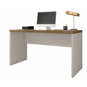 Desk Nikoline 136 with bilaminated top, dimensions 136 × 60 cm, honey and cocoa finish