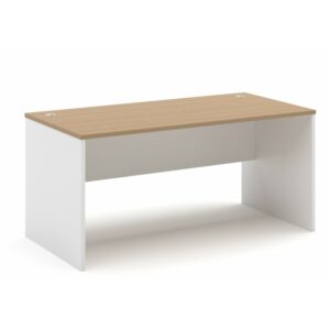 Thott desk with bilaminated top, dimensions 180 × 80 cm, white top and oak base.