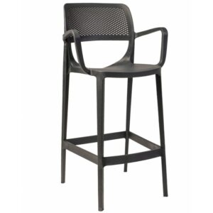 Bar stool Havn with polypropylene shell, anthracite finish