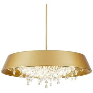 Continuous DO Suspension in golden metal and glass with integrated LED lighting
