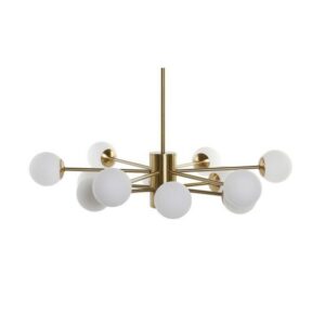 Golden metal Frostz pendant light with white lampshade