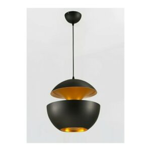 Metal Suspension Lamp, Black and Gold Finish