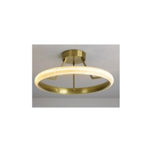 Suspension Mul TRE60 in aluminum and acrylic with integrated LED lighting, golden finish
