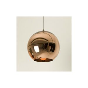 Glass pendant light, 30 cm diameter, copper finish