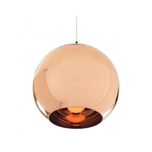 Glass pendant light, 40 cm diameter, copper finish