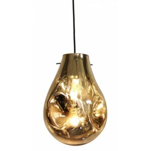 Glass suspension lamp with golden finish