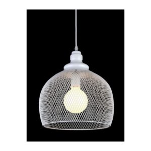 Metal Suspension Light with White Lampshade