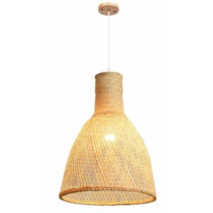 Hanging Lamp with Natural Bamboo Woven Lampshade