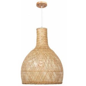 Tom Suspension with natural bamboo woven lampshade