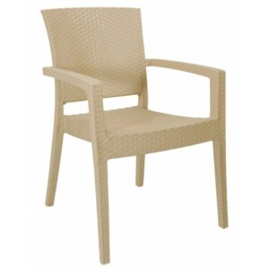 Fauteuil Sille empilable en polypropylène, finition cappuccino