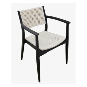 Fauteuil Konturer empilable en polypropylène, finition anthracite et blanc